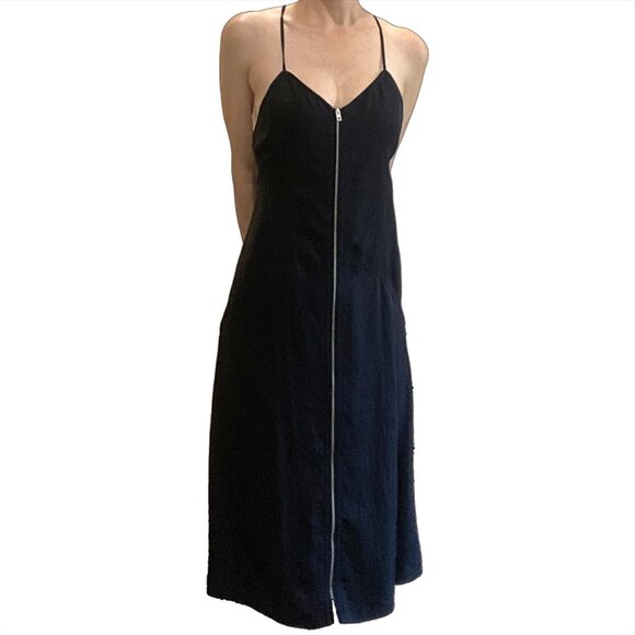 Rag & Bone Black Slip Dress with Front Zip, Size S - Picture 1 of 8